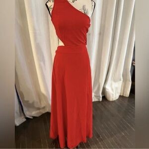 Red One-Shoulder Maxi Dress